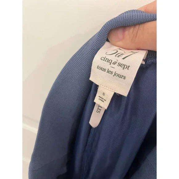 NWOT CINQ À SEPT Giles Cupro Crop Cargo Joggers Blue Thunderstorm Sz SMALL - Picture 10 of 12